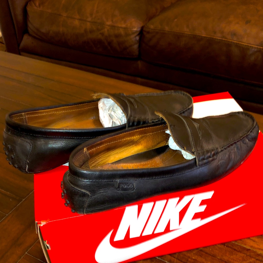 Polo smooth black leather drivers size 11